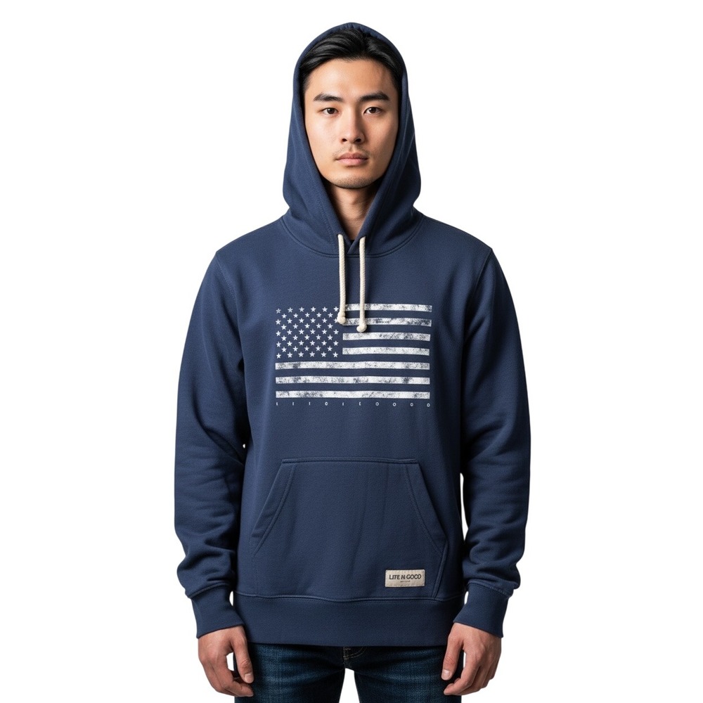 Life is Good American Flag Graphic Hoodie
